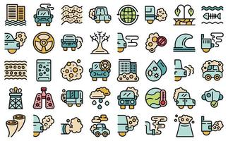 Traffic fumes icons set vector color flat