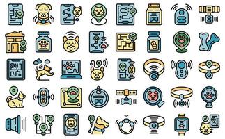 Pet tracker icons set vector color flat