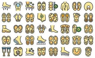 Orthopedic insoles icons set vector color flat