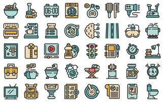 Daily routine icons set vector color flat