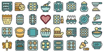 Bakeware icons set vector color flat