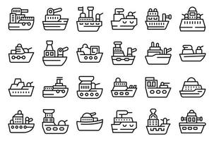 Warship icons set outline vector. Aircraft carrier vector