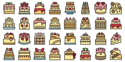 Wedding cake icons set vector color flat