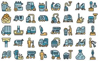 Sweeper icons set vector color flat