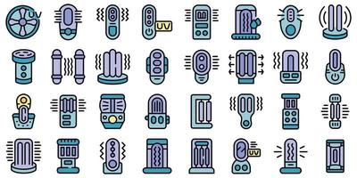 Ultraviolet portable sterilizer icons set vector color flat