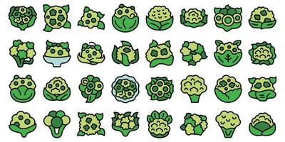 Cauliflower icons set vector color flat