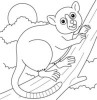 Mouse Lemur Animal Coloring Page for Kids vector