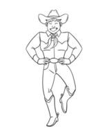 Cowboy Dance Isolated Coloring Page for Kids vector