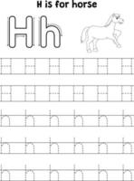 Jumping Horse Animal Tracing Letter ABC Coloring J vector
