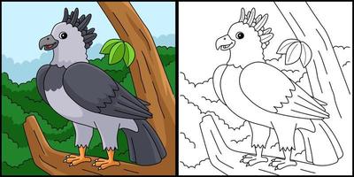 Harpy Eagle Animal Coloring Page Illustration vector