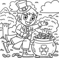 Saint Patricks Day Leprechaun Boy Coloring Page vector