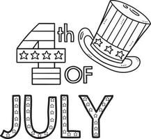 4th Of July with Uncle Sam Hat Isolated Coloring vector