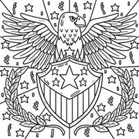 4to de julio americano bandera y águila Insignia colorante vector