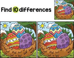 Easter Eggs in Nest Find The Differences vector