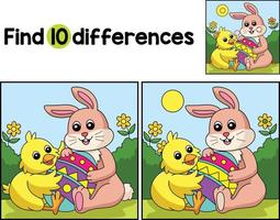 Easter Egg Rabbit And Chick Find The Differences vector