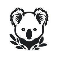 Black and white Lightweight logo with Adorable and cute koala. vector