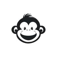 Black and white Simple logo with Attractive and cute monkey. vector