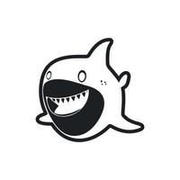 Black and white Uncomplicated logo with an adorable Cheerful shark. vector