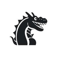 Black and white light logo with a charming cheerful crocodile. vector