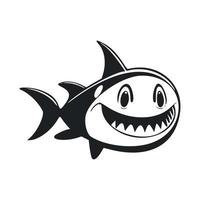 Black and white basic logo with an aesthetic Cheerful shark. vector