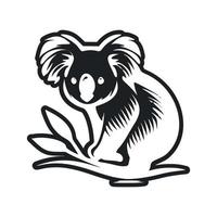 Black white basic logo with adorable koala vector