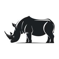 Black and white simple logo with a charming rhinoceros vector