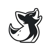 Black and white Simple logo with Lovely Cheerful pony. vector