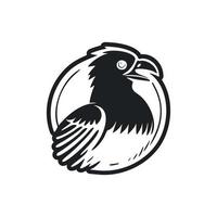 Black and white Uncomplicated logo with Sweet and cute eagle. vector