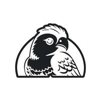 Black and white Uncomplicated logo with Sweet and cute eagle. vector