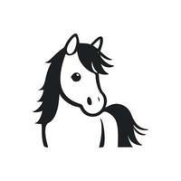 Black and white Uncomplicated logo with an adorable cheerful pony. vector