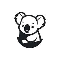 Black and white Light logo with Lovely and cute koala. vector