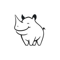 Black and white Simple logo with Adorable Cheerful hippopotamus. vector