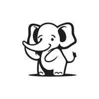 Black and white basic logo with an adorable cheerful bear. vector