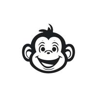 Black and white light logo with sweet and cute monkey. vector