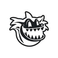 Black and white Uncomplicated logo with an aesthetic Cheerful crocodile. vector