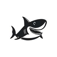 Black and white light logo with a sweet cheerful shark. vector