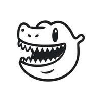 Black and white basic logo with a nice cheerful crocodile. vector