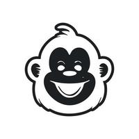 Black and white basic logo with a charming and cute monkey. vector