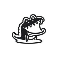 Black and white light logo with Attractive Cheerful crocodile. vector