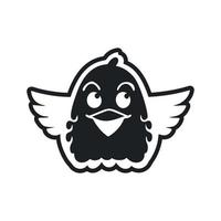 Black and white Simple logo with a nice and cute eagle. vector