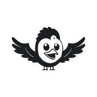 Black and white minimalistic logo with a nice and cute eagle. vector