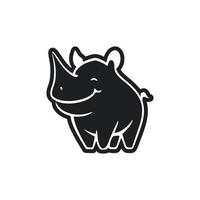 Black and white Lightweight logo with Adorable Cheerful Hippo. vector