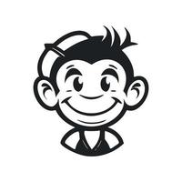 Black and white Simple logo with aesthetic and cute monkey. vector