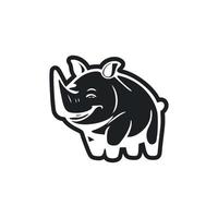 Black and white Basic logo with an aesthetic Cheerful Hippo. vector