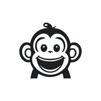 Black and white Lightweight logo with Attractive and cute monkey. vector