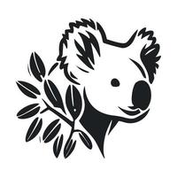 Black and white simple logo with lovely koala vector