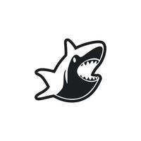 Black and white basic logo with a cute cheerful shark. vector