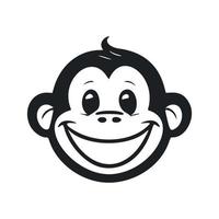 Black and white minimalist logo with aesthetic and cute monkey. vector