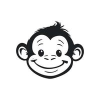 Black and white Uncomplicated logo with Sweet and cute monkey. vector