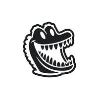 Black and white basic logo with Attractive Cheerful crocodile. vector